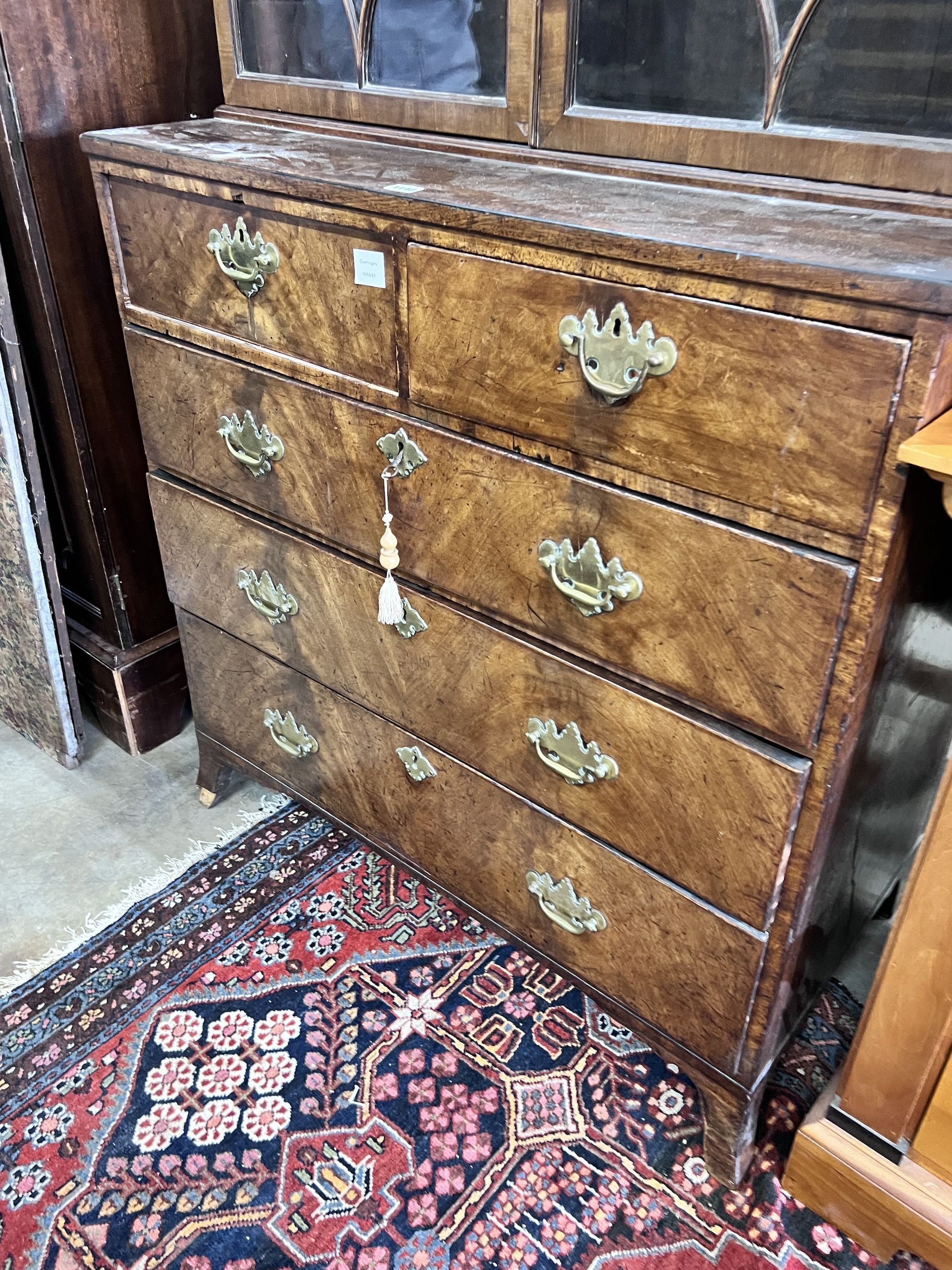 A George III mahogany bookcase on chest, width 100cm, depth 54cm, height 204cm